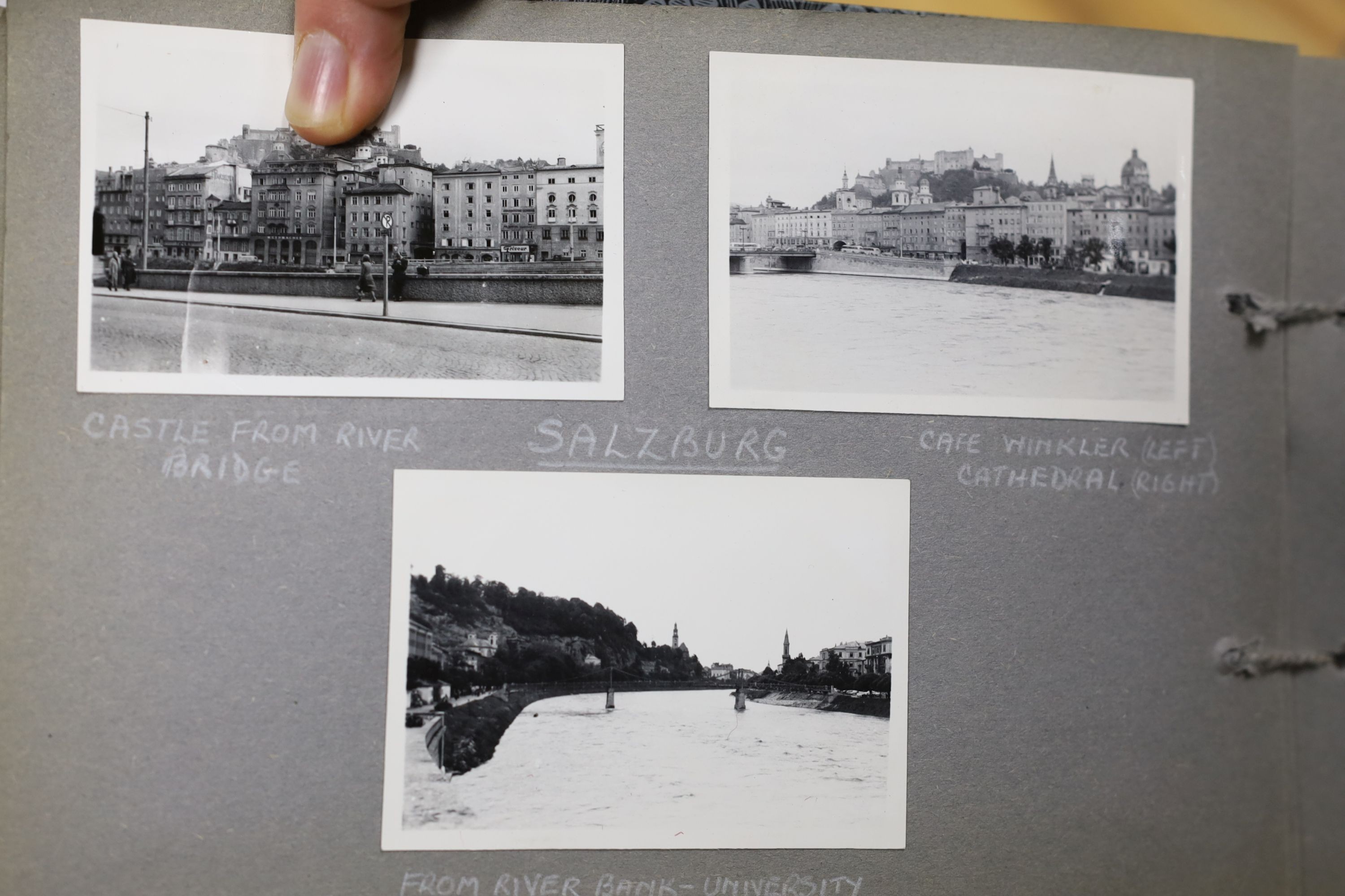 Holy Land - a collection of early 20th century photographs contained in a green velvet covered album with silver thread decoration and various other photograph albums